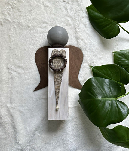 Handmade holz engel dekofigur - holz,