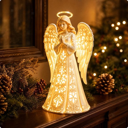 Stehende engel leuchtfigur mit - stehende, engel-leuchtfigur