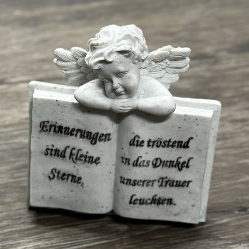 Engel dekofigur grau mit - dekofigur, buch